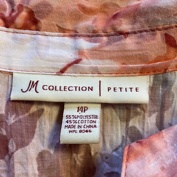 JM Collection Petite Pink Floral Button Down Size 14P - Picture 3 of 5